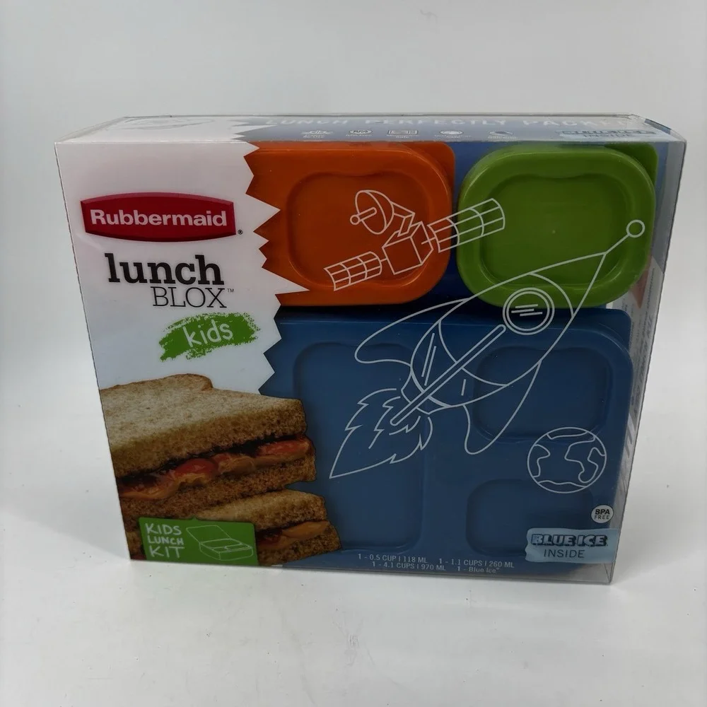 NEW~Rubbermaid LunchBlox Kids Lunch Kit Box BPA-Free~w/ Blue Ice & Divider